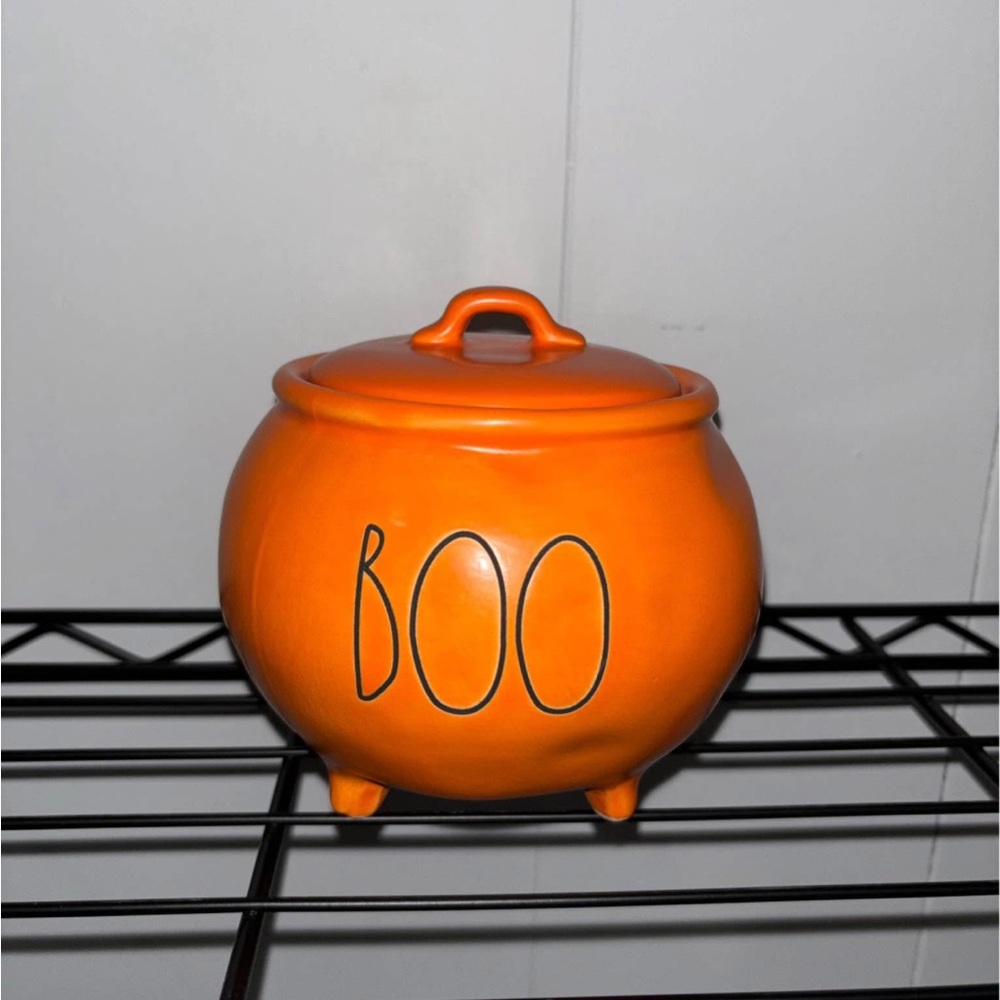 Rae Dunn Orange 'Boo' Cauldron